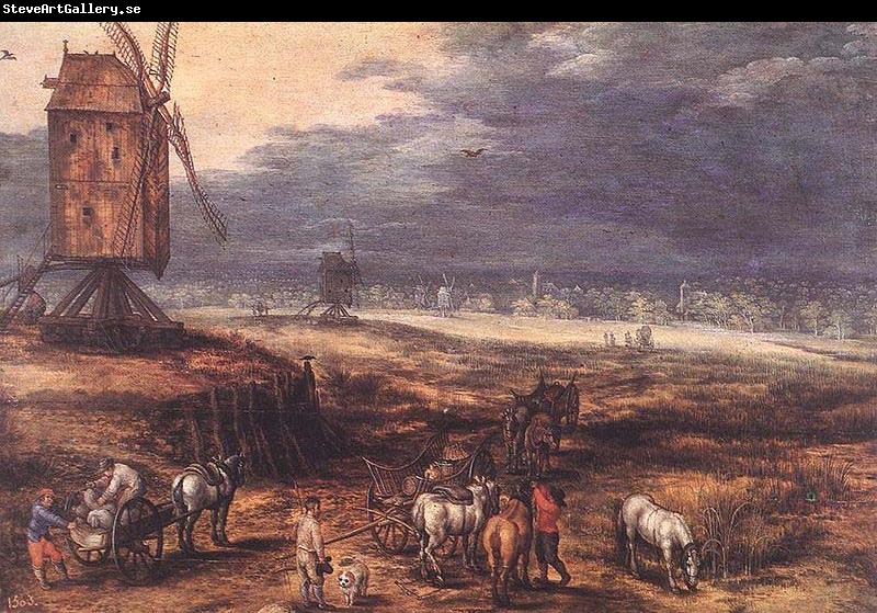 Jan Brueghel The Elder Landscape with Windmills